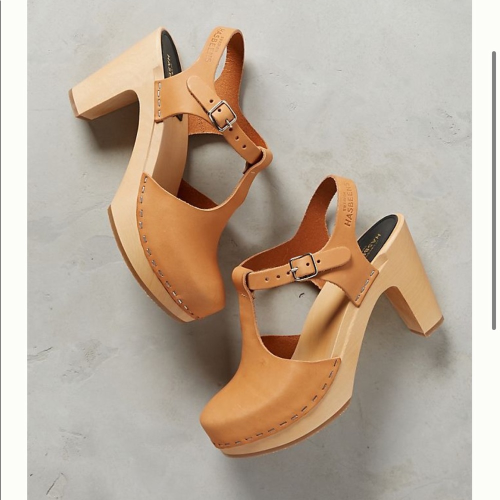 Swedish Hasbeens T-Strap Platform Clogs